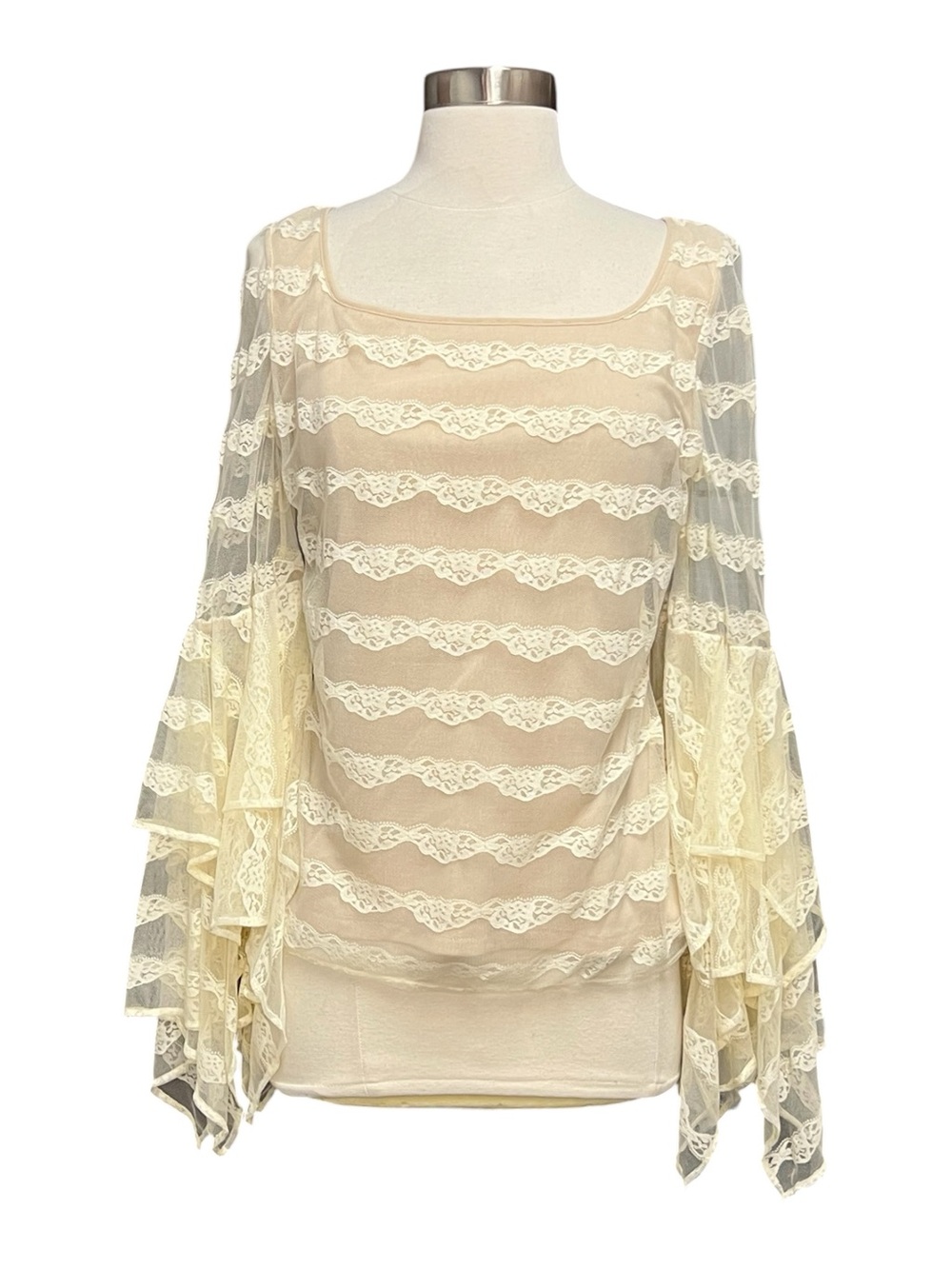 Anne Fontaine Lace Bell Sleeve Top